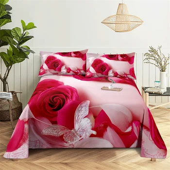 Red Rose Flowers Queen Sheet Set Girl Lovers Room Room
