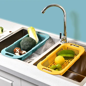 Reguliuojamas drenažas Krepšys Indų ištraukiama kriauklė Stovas Vaisių daržovių skalbimo krepšys Virtuvės laikymo organizatoriaus įrankis