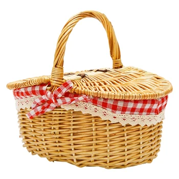 Retail Country stiliaus pintas pikniko krepšys su dangčiu ir rankena bei įdėklais iškyloms, vakarėliams, vestuvėms ir kepsninėms