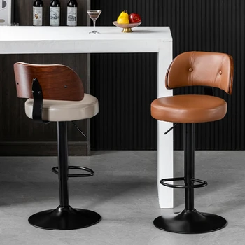 Retro besisukančios baro kėdės Odinis prekystalis Priėmimas Dizaineris Salonas Valgomojo kėdės Kirpėjas Pasukamas Taburete Alto baldai YX50BY