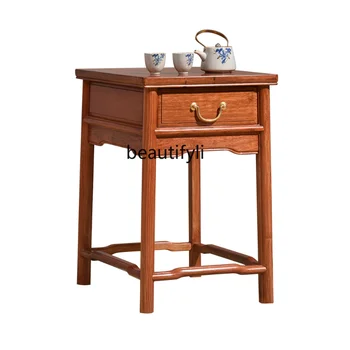 Rosewood Mažas kavos staliukas Medžio masyvas Kinų antikvariniai daiktai su stalčiumi Šoninis staliukas Grynas medžio masyvas Paprastas kampinis stalas
