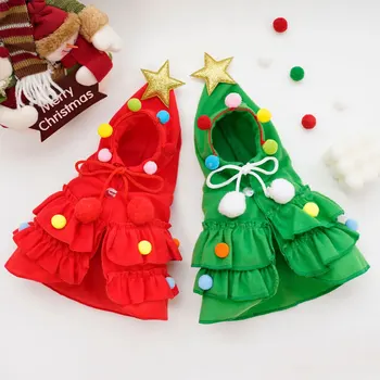 Ruduo Žiema Naujos Kalėdos Naminių gyvūnėlių drabužiai Dviejų spalvų šunų apsiaustas Augintinio apsiaustas Skara Šuo Atsimainymas Augintinių suknelė