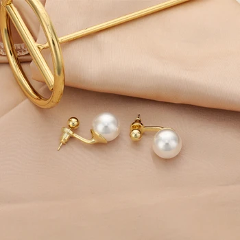 S925 Sidabrinė adata Moterys Naujas dviejų dėvėjimo metodas Padengtas 14K auksinis perlas auskarai Romantiški lengvi prabangūs auskarai Mados papuošalai
