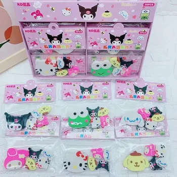Sanrio 20vnt Trintukas Animacinis filmas Kuromi Hello Kitty Didelė kolekcija Trintukas Mielas modeliavimas Mokykliniai reikmenys Kawaii vaikai Dėžutės dovanos