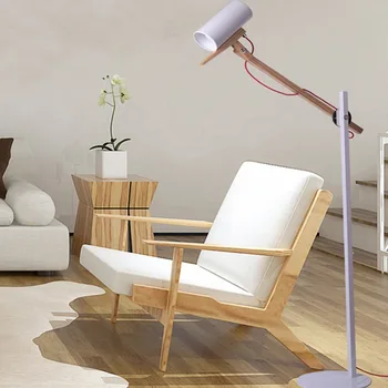 Scantling serija Moderni medinė grindų lempa Reguliuojamas stalo akcentas Metalinis stovas LED lempa Studijų skaitykla Dekoro dizaino grindų lempa