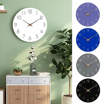 Silent Wall Clock Baterija maitinamas sieninis laikrodis Stilingi mediniai sieniniai laikrodžiai namų biurui Mokykla Tylus nepažymėtas vonios kambariui