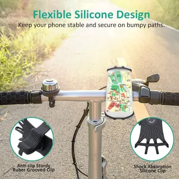 skirta 4,0 colio 6,0 colio telefonui Dviračio mobiliojo telefono laikiklis Besisukantis silikoninis dviračių laikiklis Motociklo vairo laikiklis
