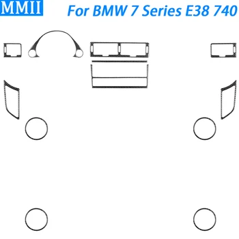 skirta BMW 7 serijos E38 740 1994-2001 Anglies pluošto oro išleidimo radijo garsiakalbių spidometro skydelio rinkinys Automobilio salono aksesuarų lipdukas