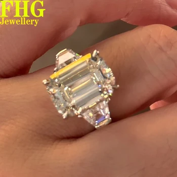 Smaragdas 5Carat Shape Au750 18K Balto aukso žiedas DVVS1 Moissanite Deimantinis žiedas Moterų vestuvių vakarėlis Sužadėtuvių gimtadienio dovana