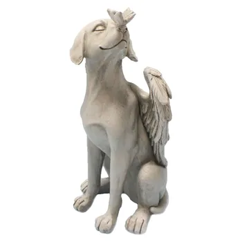 Sodo angelo šuns memorialinė statula rankų drožyba Ryškus išskirtinis sintetinės dervos augintinis Atminimo akmenys lauko sodo formoms