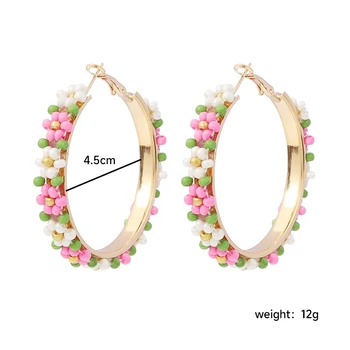 Stilingas personalizuotas didelio apskritimo auskaras moterims Rankų darbo karoliukais puošti spalvingi gėlių papuošalai