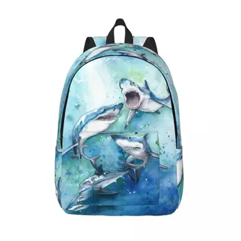Studento krepšys Akvarelės ryklių kuprinė Tėvų ir vaikų lengva kuprinė Pora nešiojamojo kompiuterio krepšys