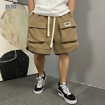 Summer American Streetwear Baggy Šortai Vyriški drabužiai Korėjietiško hiphopo krovininės kelnės Kpop Oversize Madingos fitneso sportinės kelnės Vyriškos