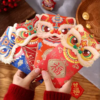 Sėkmės pinigų krepšys Raudonas vokas 2024 m. Naujųjų metų paketas Geriausi linkėjimai Pinigų kišenė Sėkmės Drakono modelis HongBao pavasario festivalis