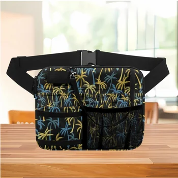 Tropical Palm Print Nurse Belt Bag Medicinos personalas Universal Multi Pocket Fanny Pack Emergency Supplies Storage Nursing Hip Bags