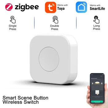 Tuya ZigBee Smart Scene Switch belaidžiai mini mygtukų jungikliai kelių scenų susiejimas Vieno lietimo valdymas veikia su 