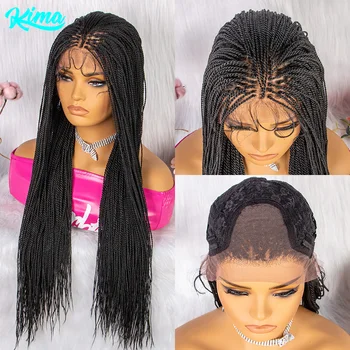 Twist Braided Wigs Knotless Synthetic Nėrinių priekiniai perukai 30'' Ilgas tiesus plaukų perukas juodaodėms moterims Pinti perukai Atsparus karščiui