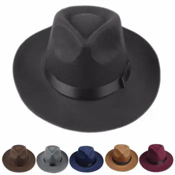 Unisex Adult Felt Western Cowboy Hat Wool Blend Cowgirl Fedora Cap Size Large