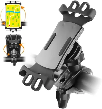 Universalus mobiliojo telefono dviračio laikiklis su stipriu silikoniniu tvarsčiu, skirtas 