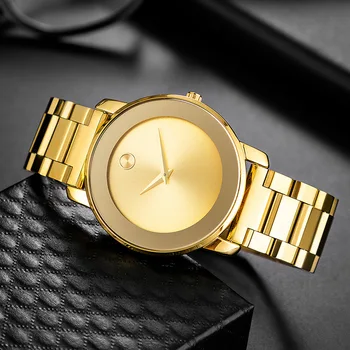 UTHAI W80 laikrodis vyrams Prekės ženklas Luxury Gold Classic Ultra Thin Male's Watches Business Vandeniui atsparus mados kvarcinis rankinis laikrodis