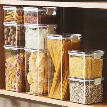 Užsandarinta plastikinė maisto laikymo dėžutė Javų saldainiai Džiovinti stiklainiai su dangčiu šaldytuvo saugyklaTank konteineriai namų apyvokos daiktai virtuvės organizatorius
