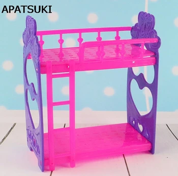 Vaikų žaidimų namelis Žaislai Lėlių priedai Rankų darbo lėlės plastikinė dviaukštė lova Kali lėlėms Barbės lėlių namelis
