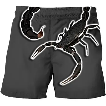 Vasaros laisvalaikio vaikų sportinė apranga 3D skorpiono atspaudas berniukų šortai pilki kvėpuojantys paplūdimio šortai 3-14Y vaikiškos madingos kelnės