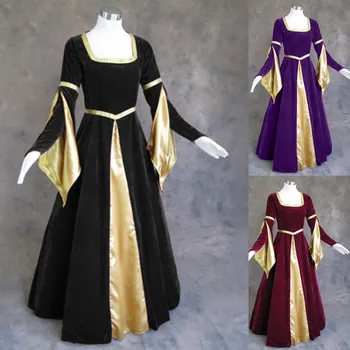 Viduramžių Viktorijos vakarėlis Oficiali suknelė Vintažinės gotikinės suknelės Vestidos Helovino moterų karnavalo teismas Kilmingi rūmai Cosplay kostiumas