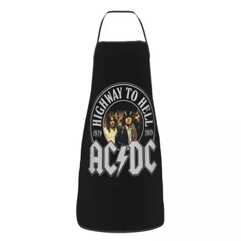 Vintage Rock AC DC Bib prijuostės Moterys Vyrai Unisex Kitchen Chef Heavy Metal Music Band Tablier Cuisine for Cooking Baking Gardening