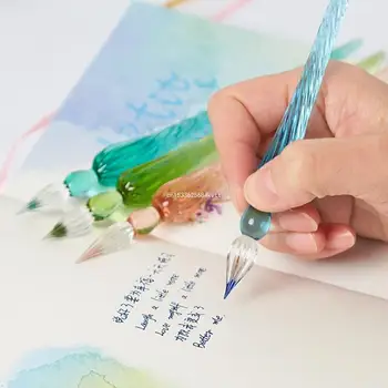 Vintažinio stiklo panardinimo rašiklis Plunksnakočių užpildymas dovanų dėžutės dropship