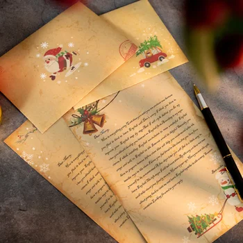 Vintažinis Kalėdų Krafto laiškas Kalėdų senelio sniego senio dovanų vokai Dekoro kalėdinis vakarėlis 