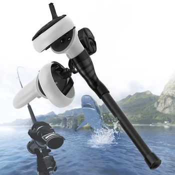 VR žaidimų valdiklis tikriems žvejybos žaidimams, VR meškerės ir ritės derinys Meta Quest 2 VR žaidimų priedams