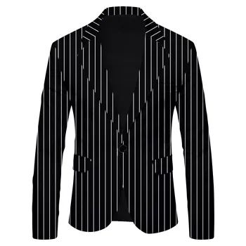 Vyriškas dryžuotas kostiumas paltas 2023 Naujas kostiumo švarkas Gofruoto spausdinimo kostiumų viršūnės Atsitiktinis britų verslas Slim Fit Vyrai Terno Masculino