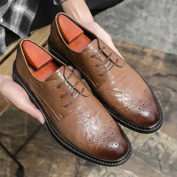 Vyriški batai Pavasariniai nauji odiniai batai Vyrų verslo ūgis Didėjantis vidpadis Madingi laisvalaikio batai Jaunų vyrų sportas