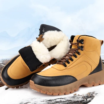 Vyrų platforma Sniego batai Žieminiai suvarstomi laisvalaikio šilti medvilniniai batai Apvalus pirštas Didelis dydis lauke Žygio avalynė Botas Militares