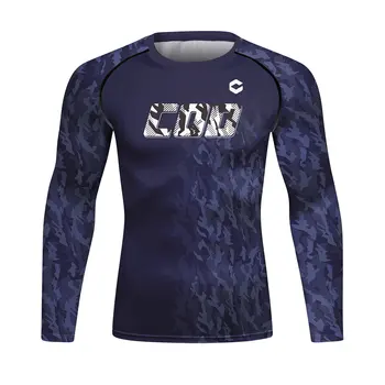 Vyrų suspaudimas Spausdinti Kvėpuojantis fitnesas Bėgimas Sporto treniruotės Marškinėliai Cool 3D šikšnosparnis ilgomis rankovėmis Tee(22420)