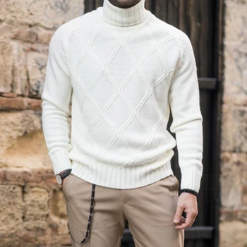 Vyrų šiltas susukimas Laisvas megztinis Fashion Man Turtleneck Solid Storeser Sweater Autumn Winter Casual ilgomis rankovėmis megztas megztinis