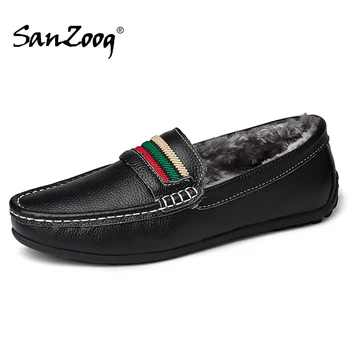 Winter Loafers Vyriški laisvalaikio batai Natūralios odos mocasines Hombre Slip-Ons Dizaineris Loafer Mocassins Homme Trend 2020 Mada