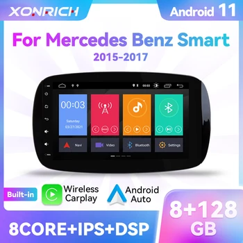 Wireless Carplay 128GB Android 11 automobilinis radijo multimedijos grotuvas, skirtas Mercedes Smart Fortwo 2015 2016 2017 GPS navigacija Stereo IPS