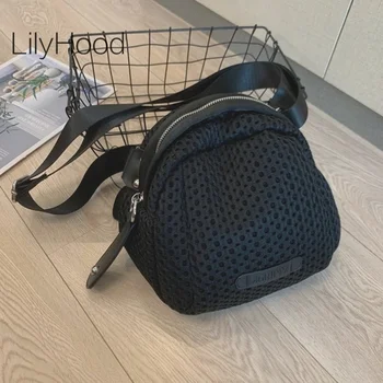 Women Small Casual Nylon rankinė Female Hollow Out Fabric Medium Size Shoulder Bag 2023 Leisure Shell Phone Side Sling Pouch Bag