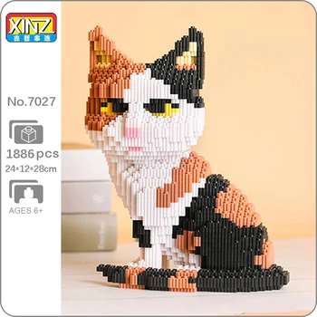 XZ 7027 Animal World Persian Cat Tabby Kitten Sit Pet 3D Model DIY Mini Magic Blocks Bricks Konstravimo žaislas vaikams be dėžutės