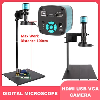 YIZHAN 48MP industiral mikroskopas 4K vaizdo USB HDMI VGA skaitmeninė kamera Nuolatinis priartinimas 180X C jungties litavimo telefono taisymo įrankiai