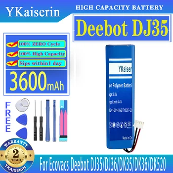 YKaiserin baterija 3600mAh Ecovacs Deebot DJ35 DJ36 DK35 DK36 DK520 DN520 DN55 Bateria