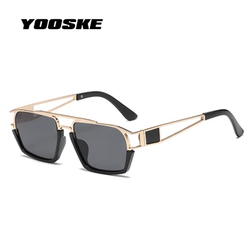 YOOSKE Vintage Hip Hop Punk akiniai nuo saulės Vyrai Leopardas Žali maži akiniai nuo saulės moterims Prabangus prekės ženklas Dizaineris Akiniai UV400