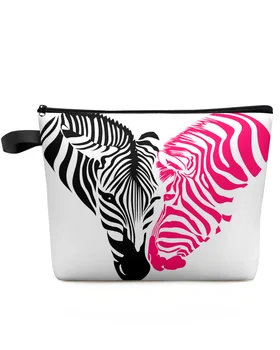 Zebra juostelės Moterys Nešiojamas laikymo krepšys Maišelis Servetėlė Kosmetikos krepšiai Organizatorius Moterų makiažo krepšys
