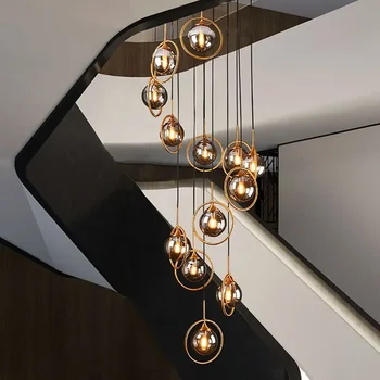 Šiaurietiško stiklo pakabinamas šviestuvas retro šviestuvas svetainei Valgomasis Miegamasis Ilgi laiptai Namų dekoras Šviestuvai Blizgesys