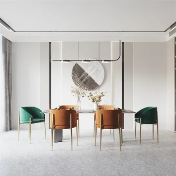 Šiaurės šalių valgomojo kėdės Modernus žaidėjas Akcentinis dizainas Aksominis biuras Lauko kėdė Virtuvės holai Chaise Pliante namų baldai D