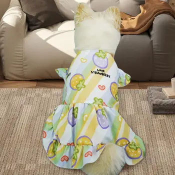 Šunų drabužiai Gėlių princesė Naminių gyvūnėlių suknelė Patogi vasaros apranga Šunų patelėms Katės su vaisių rašto dekoravimu Lengva dėvėti