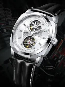 Šveicarija LOBINNI Luxury Brand Automatiniai mechaniniai vyriški laikrodžiai Safyras Vandeniui atsparus dvigubas tuščiaviduriai deimantiniai laikrodžiai L17016