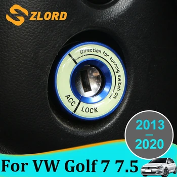 Šviečiantis automobilio uždegimo rakto žiedo dangtelio apdailos dėklas Volkswagen VW Golf 7 MK7 7.5 MK7.5 2013 - 2019 Interjero lipdukai
